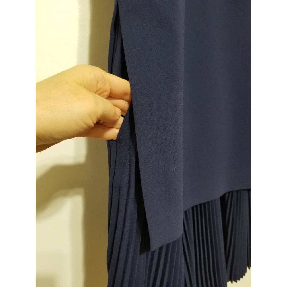 Theory‎ Malkan P Winslow Crepe Layered Pleated Dress Sea Blue NWT Size 2 $395